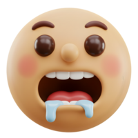 3D Render of a Cartoon Face with Drooling Expression, Funny and Whimsical Digital Art png