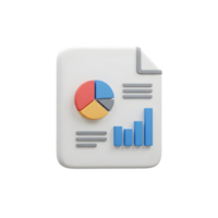3D Render of a Document with Pie Chart and Bar Graph Data Visualization for Business Analysis and Reporting png
