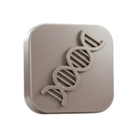 3D Render of a DNA Double Helix Icon on a Square Brown Button App Icon Genetic Code Science Technology png