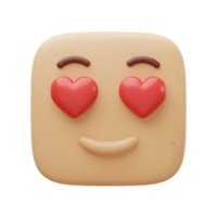Adorable 3D Render of a Smiling Face Emoji with Hearts for Eyes Expressing Love and Affection png