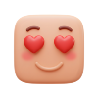 Adorable 3D Render of a Love-Struck Emoji Face with Hearts for Eyes, Expressing Joyful Affection png
