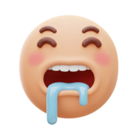 3D Render of a Cute Emoji with Drooling Mouth, Delightful and Playful Expression png