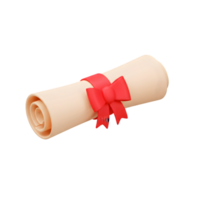 Achievement Unlocked Graduation Diploma Scroll with Red Ribbon Bow 3D Render png