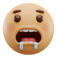 3D Render of a Drooling, Shocked Emoji Face. A Digital Illustration of a Surprised Expression png