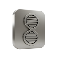 Metallic DNA Double Helix Symbol on Square Icon 3D Render Infinite Loop Genetic Code png