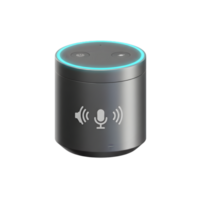 Sleek Modern Smart Speaker with Voice Control and Cyan Light Ring. A Tech Gadget for Home Automation png