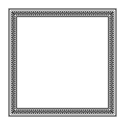 Decorative square frame for design with abstract pattern. Square byzantine empire frame. Square ornament in byzantine empire style. Border frame for invitation, porcelain, embroidery, textile