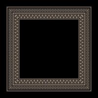 Decorative gold square frame Elegant element for design in Eastern style, place for text. Floral gold square border. Lace illustration for invitation, greeting card, textile, engraving, embroidery vector