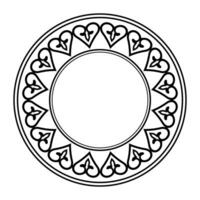 Decorative round frame for design with abstract floral pattern. Circle frame. Circular ornament in ethnic style. Templates for printing postcards, invitations, textiles, engraving, wooden furniture vector