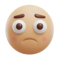 3D Render of a Worried Emoticon with a Sad Expression and Large Eyes png