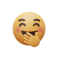 A 3D Render of a Joyful Emoji Covering its Mouth While Laughing, Expressing Playful Mirth and Delight png