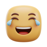 3d render do uma alegre emoji face lágrimas do riso sorridente desenho animado personagem expressão png