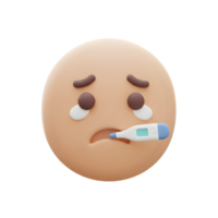 3D Render of a Sick Emoji with Thermometer. A Digital Depiction of Illness and Unwell Feeling png
