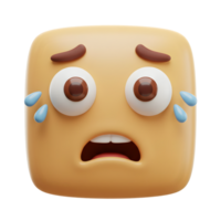 A Digital Rendering of a Sad Square Emoticon Crying with Big Eyes and Open Mouth png