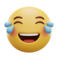 3D Rendering of a Hilarious Emoji Face Tears of Joy, Laughing Out Loud Expression, Yellow Emoticon with Big Smile png