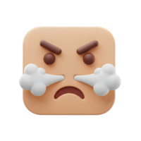 3d render do a Bravo emoji com vapor chegando a partir de Está narinas, expressando frustração e aborrecimento, digital ilustração do a enfurecido face png