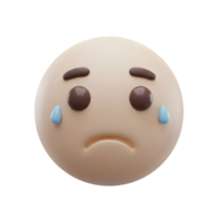 3D Render of a Sad Emoji Face Crying Tears of Disappointment and Sorrow png