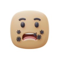 3D Render of a Surprised Emoticon with Hashtags and Asterisks Stuck on its Face png