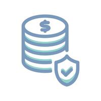 An icon made in a simplified style stack of coins, security vector