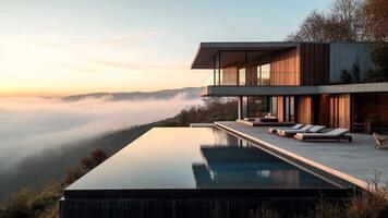A modern house with a pool overlooking the mountains video
