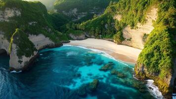The beach and cliffs of nusa lemang island in bali, indonesia video