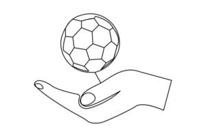 Football continuous one line drawing of minimalist outline design vector