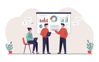 Business Data Presentation Teamwork And Market Growth Strategy. vector