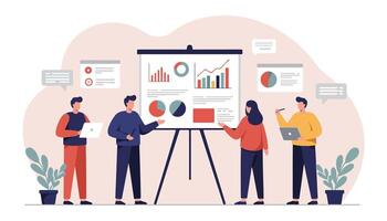 Office Business Meeting Data Report And Team Collaboration vector