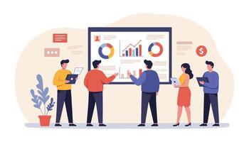 Team Collaboration And Data Presentation vector