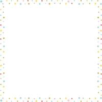 Blobs doodle colorful confetti frame. Trendy graphic template. Cute empty frame box. Hand drawn vector