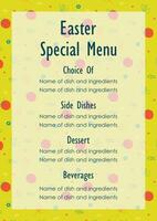 Menu template with decorative floral frame. Easter menu template. Floral elegant restaurant template vector