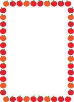 Red ripe apple fruit frame. Simple sweet fruits harvesting border. Free space for your text vector