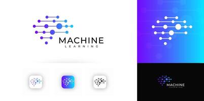 Abstract brain shape with connected circular nodes symbolizing data processing, evokes innovation and intelligence. Neural network, AI, tech branding, startup identity. Modern minimal logo. vector