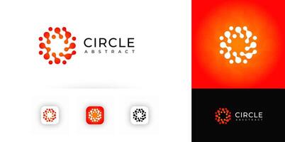 Swirling circular logo made of connected dots and fluid shapes, evokes energy, innovation, motion. Suitable for science, biotech, communication, branding. Modern abstract logo. vector