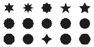 Geometric Shape Pixelated Icon Set. Pixel Art Symbol Collection Of Geometric Stars And Circles. Isolated Illustration vector