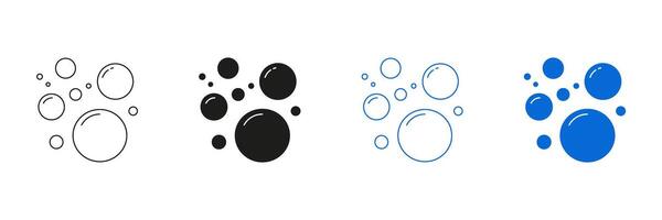 Soap Bubbles And Floating Foam Line And Solid Icon Set. Air Bubbles And Water Droplets Symbol Collection. Isolated Illustration vector