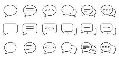 Chat Message Line Icon Set. Speech Bubble, Dialogue, Conversation Outline Icon. Communication, Discussion and Text Box Symbol. Editable Stroke. Isolated Illustration vector