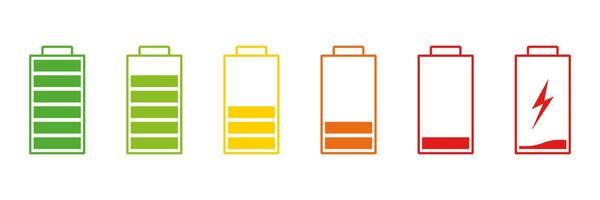 Battery Life Indicator Icon Set. Battery Charging And Power Level Symbol Collection. Isolated Illustration vector
