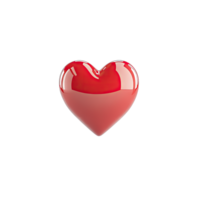A glossy red heart with a gradient effect isolated against a stark in a studio shot transparent background png