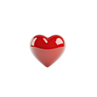 A glossy red heart with a lighter red base against a stark in a studio setting transparent background png