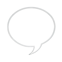 A white outline of a speech bubble on a in a simple minimalist style design element transparent background png