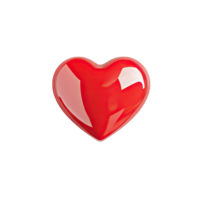 A shiny red heart centered on a with visible reflections and a smooth surface look transparent background png