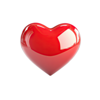 A glossy red heart with bright reflections isolated against a stark in a studio shot transparent background png