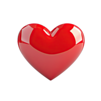 A glossy red heart shape with a smooth surface against a stark creating contrast transparent background png