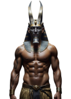 Ancient Egyptian Warrior God Powerful Mythological Deity with Regal Armor and Mystical Presence, culture and religion, transparent background png