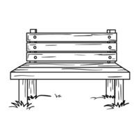 a drawing of a bench in the park vector