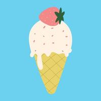 Ice cream cone with strawberry vector