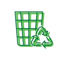 Recycling Eco Bin Icon. Ecology Dustbin for Garbage Pictogram. Reuse Container Sign. Recycle Grid Basket Icon. Environmental Conservation. Editable Stroke. Isolated Illustration vector