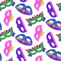 2pattern of flat colored masks for Mardi Gras. For seamless materials related to carnival celebrations, creating decorations for events, posters and festive-themed products. Bright texture vector