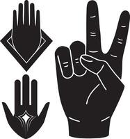 a hand with a peace sign and a hand with a diamond Set vector